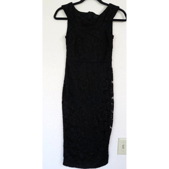 AX Paris Women's Black Lace Bodycon Sleeveless Midi Dress. Size 8 - Picture 2 of 13